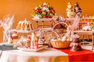 dessert-table-with-cakes,-chocolates,-and-holiday-decorations-styled-for-seasonal-food-photography